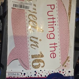 Source Unknown Pink and Gold "Putting the Sweet in 16" Party Banner